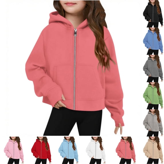 YOUYEDIAN Zip Up Hoodies for Girls Fall Winter Casual Hooded Jackets Oversized Lightweight Coats with Pockets