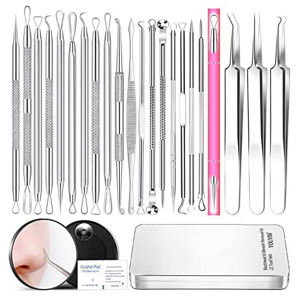 YOUYISI 22Piece Pimple Popper Tool Kit, Blackhead Remover Tools for