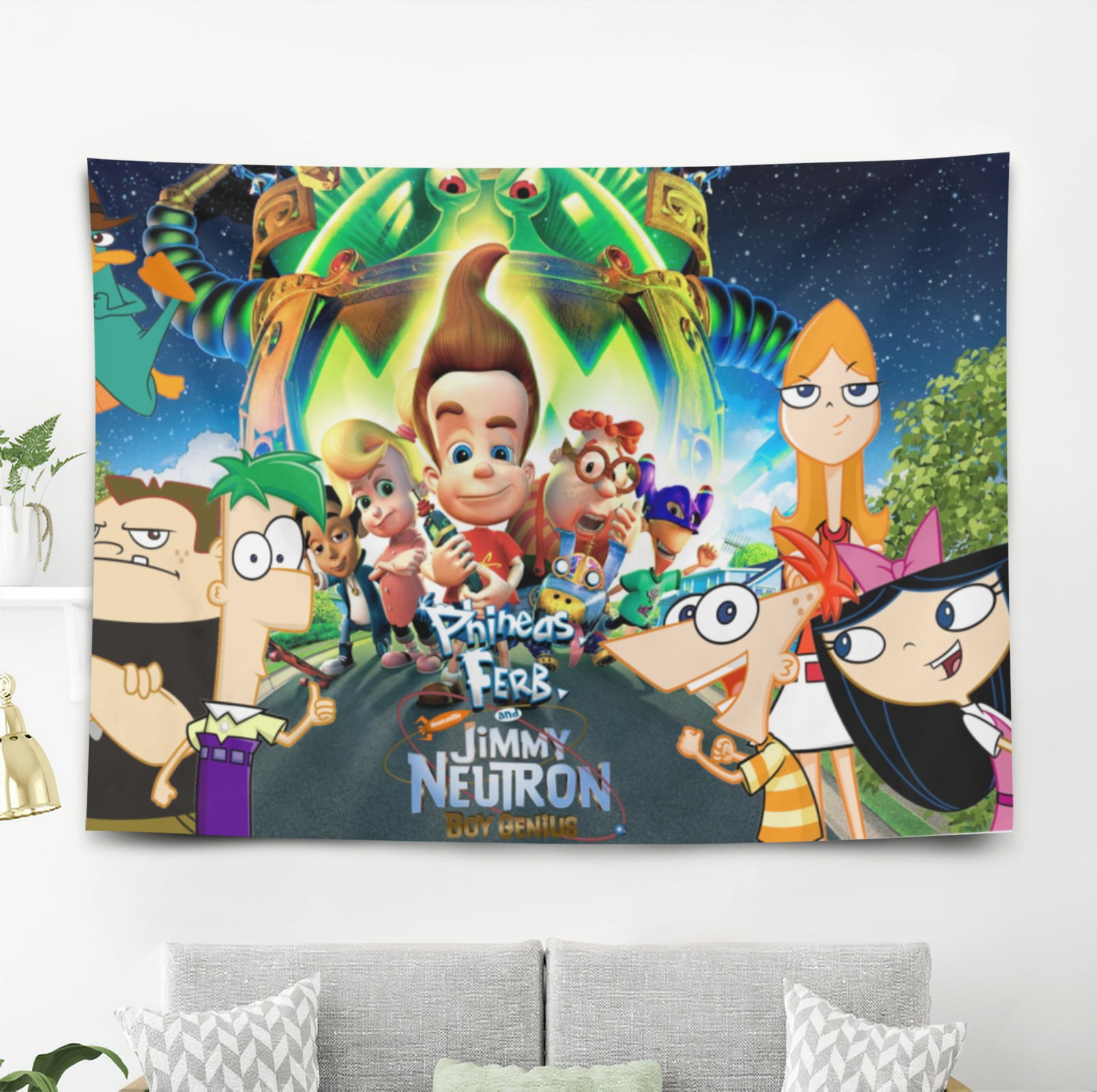 YOUYONGZHI Phineas and Ferb-Theme Anti-pilling Tapestry Gift Wall ...