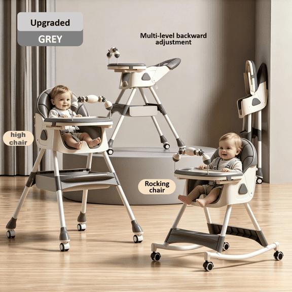 YOUYOVE 6-in-1 Convertible High Chair for Babies and Toddlers, Baby Feeding Chair for abies and Toddlers,Gray