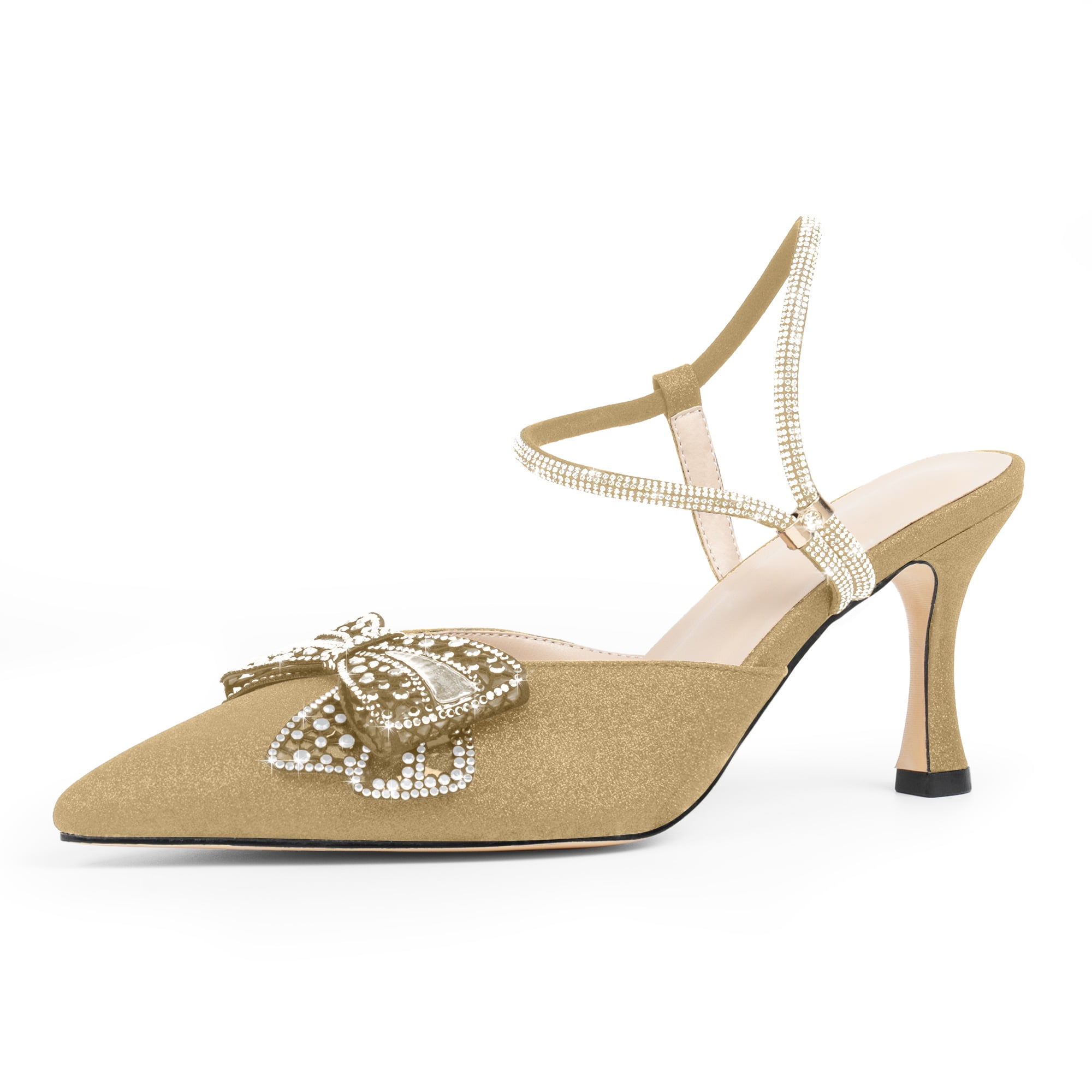 Glitter kitten heel shoes deals