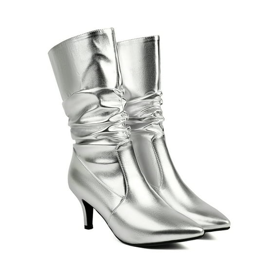 YOWMNS Women's Chic Kitten Heel Boots - High Heel Fashion Style