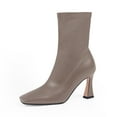 thumbnail image 1 of YOWMNS Women's Closed Square Toe Stiletto High Heel Fall Ankle Boots with Side Zipper Elegantes Fashion Dress booties(Brown, 10), 1 of 5