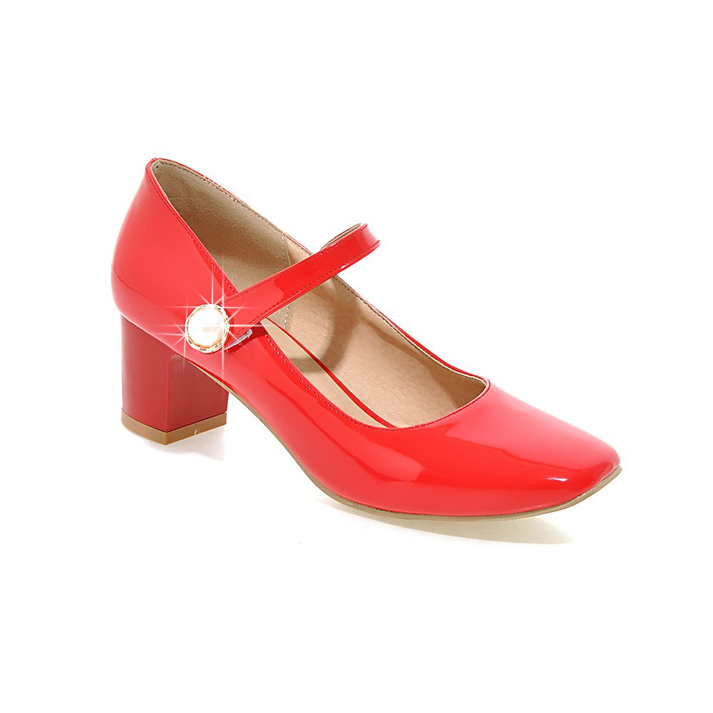 Women's Mary Jane Pumps – Chunky Low Heel (1.85"), Adjustable Ankle Strap, Rounded Toe, Comfort Dress Shoes