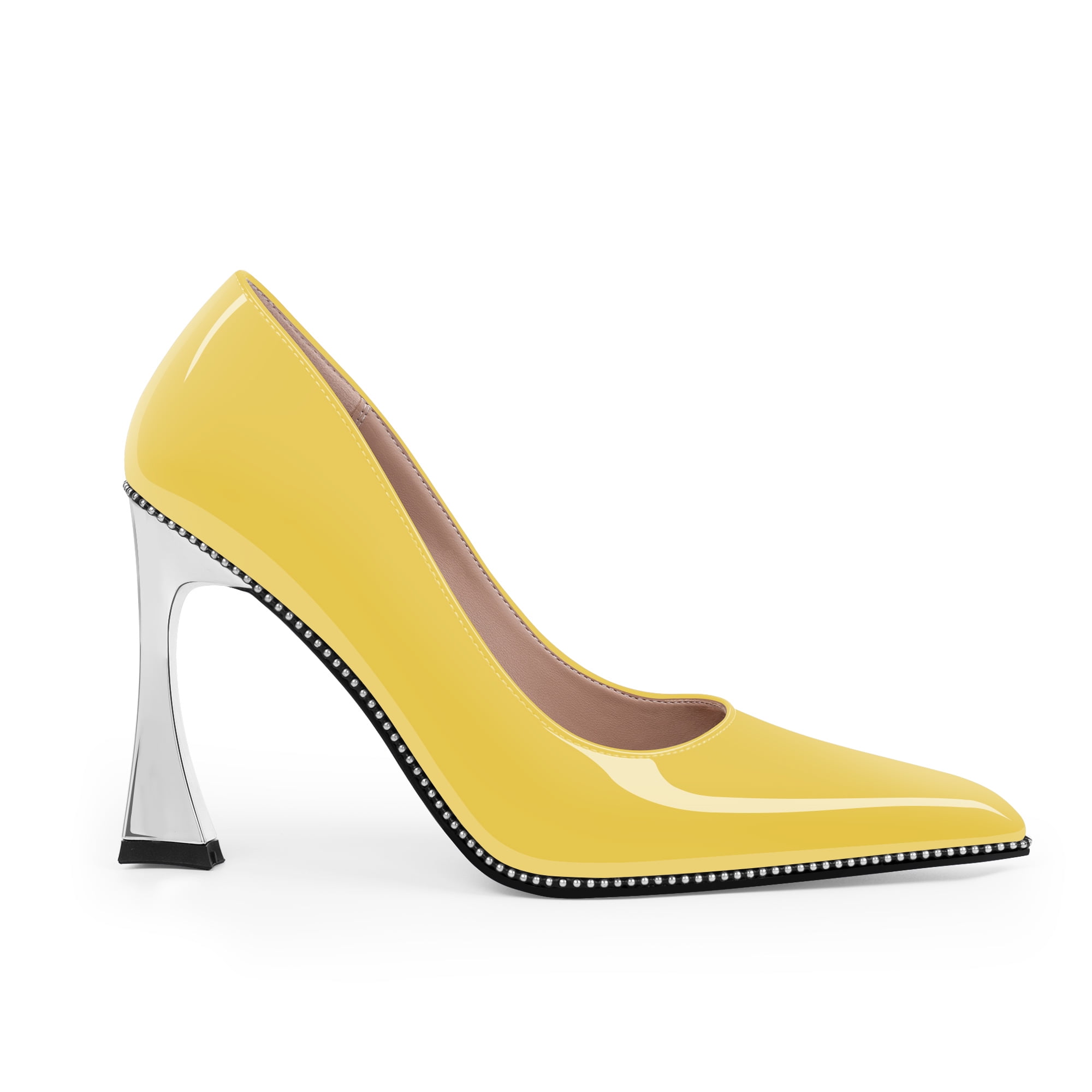 YOWMNS Women's Pointed Toe High Stiletto Heel Pumps Beaded Patent Leather  Slip-On Wedding Party Dress Shoes (Yellow,8.5) - Walmart.com