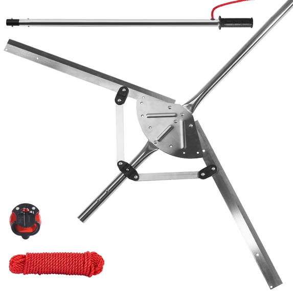 YOWPSY 27-41" Adjustable Lake Weed Cutter & Pond Rake | V-Shaped Heavy Duty Stainless Steel Blades | 30ft Reinforced Rope | Aquatic Plant Tool for Cattail, Reed, Algae & Pond Weeds