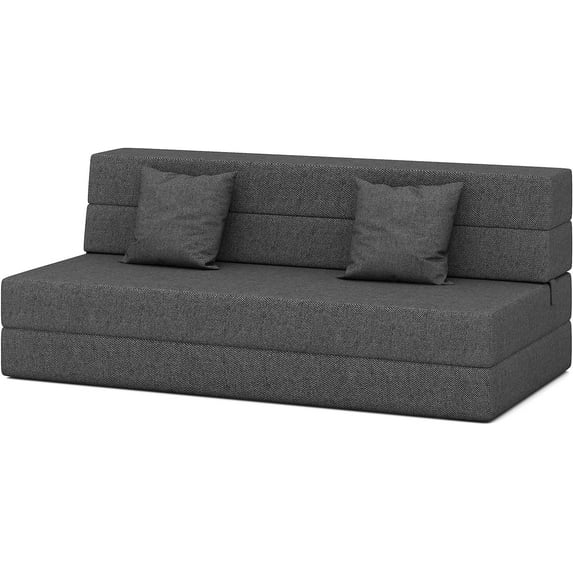 YOYOMAX Folding Sofa Bed Queen Size Foldable Couch Bed Convertible Living Room Furniture, Dark Gray