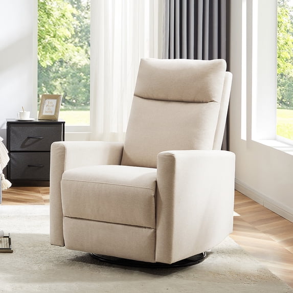 YOYOMAX Recliner Chair, 360 Swivel Rocker Chair for Adults, High Back, Upholstered Deep Seat, Beige