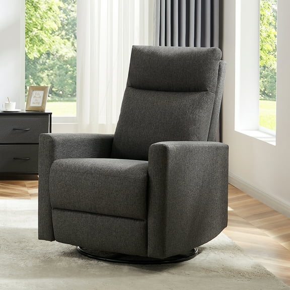 YOYOMAX Recliner Chair, 360 Swivel Rocker Chair for Adults, High Back, Upholstered Deep Seat, Grey