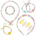 thumbnail image 1 of YOYTOO 10Pcs Kids Jewelry Set Rainbow Pendant Necklace Beaded Bracelet Headband Hair Clips Hairband Jewelries for Girls Dress up, 1 of 8