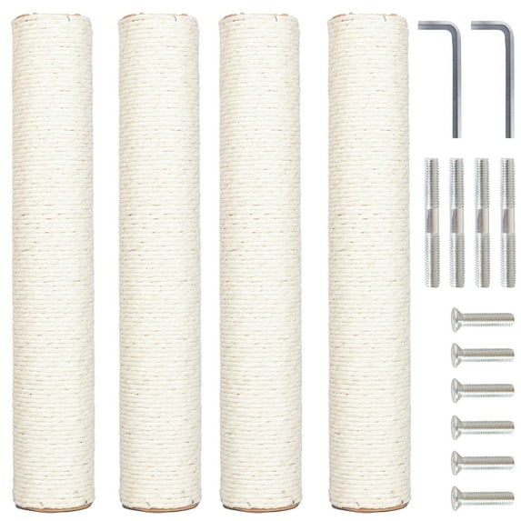 YOYTOO 15.7" Cat Scratching Post Replacement Cat Scratcher Refill Poles for Indoor Cats with M8 Screws, 4Pcs