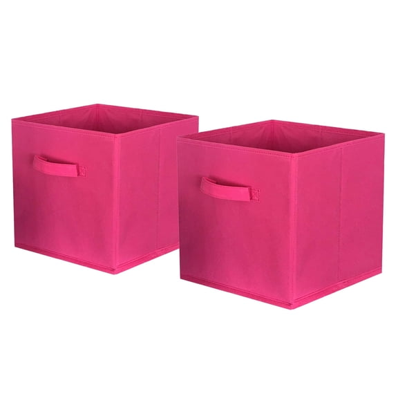 YOYTOO 2 Pack Foldable Cube Storage Bins, 11" Collapsible Fabric Cube Organizer Baskets Bins, Hotpink