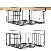 YOYTOO 2 Pack Under Shelf Basket, Cabinet Storage Hanging Baskets Organizer Wire Rack Shelves for Kitchen Pantry