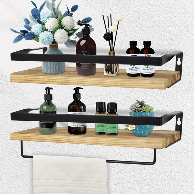 YOYTOO 2 Pack Wall Decor Wood Floating Shelves, Storage Shelves with