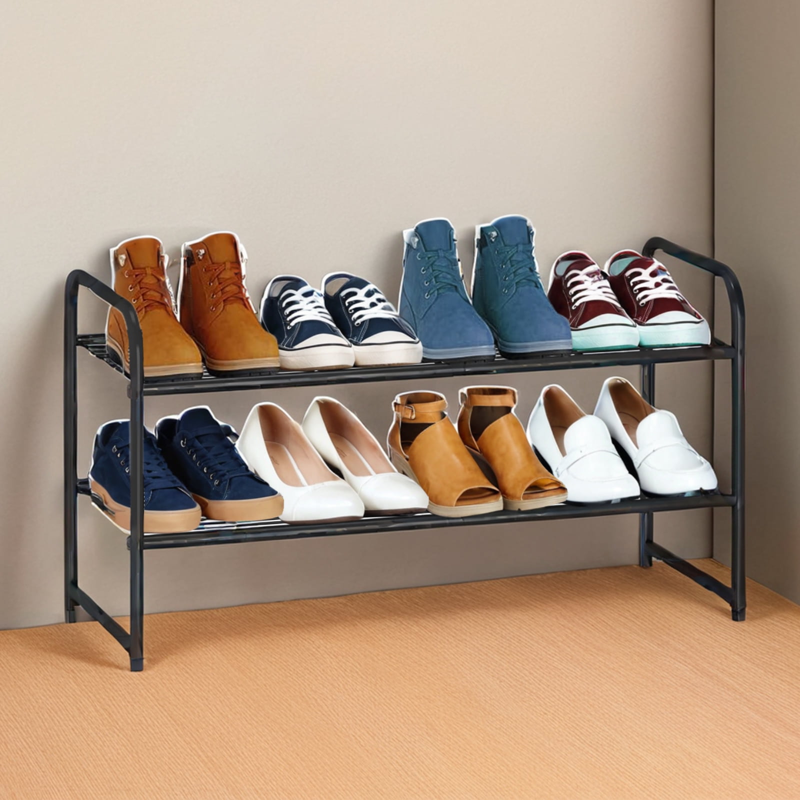 Forthcan 2 Tier Expandable Shoe Rack Closet Organizer for 12 Pairs Gray Walmart
