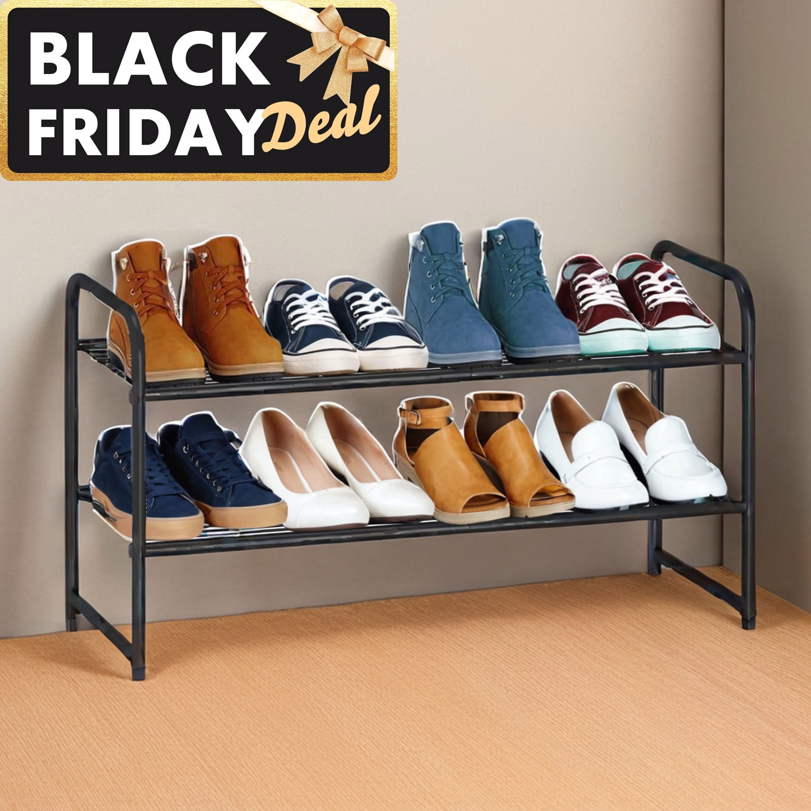 SimpleHouseware 5 Tier Metal Shoe Rack Storage Organizer for Garage DIY Assembly Grey Walmart