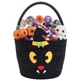 thumbnail image 1 of YOYTOO 3.6L Cute Halloween Basket for Kids, Cotton Rope Witch Hat Bat Candy Basket with Handle, Halloween Party Decorations, Trick or Treat Basket Bins, Black, 1 of 10