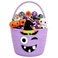 thumbnail image 1 of YOYTOO 3.6L Cute Halloween Basket for Kids, Cotton Rope Witch Hat Boo Candy Basket with Handle, Halloween Party Decorations, Trick or Treat Basket Bins, Purple, 1 of 9