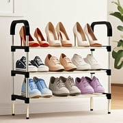 YOYTOO 3 Tier Shoe Rack, Stackable Metal 9 Pairs Shoes Organizer Storage Shelf for Closet Door Entryway