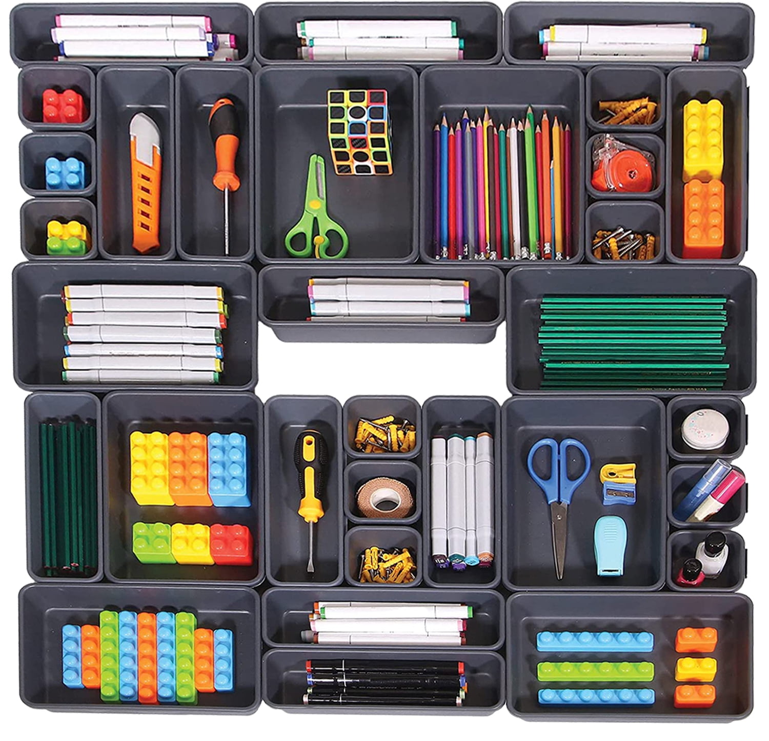 YOYTOO 32Pcs Desk Drawer Organizer Tray, Acrylic Drawer Organizer Storage Container for Office