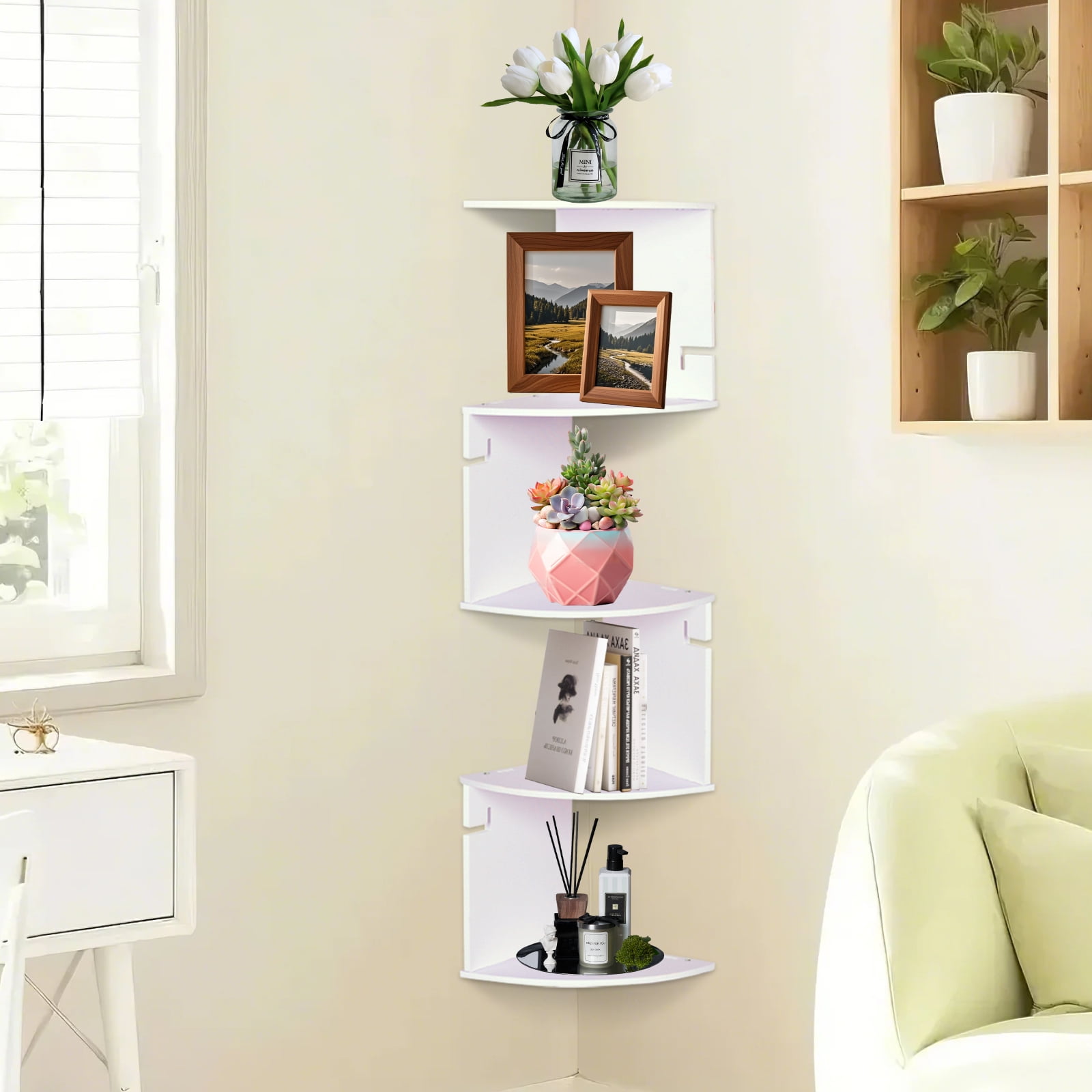 YOYTOO Corner Shelf Wall Mount, 5 Tier Floating Corner Storage ...