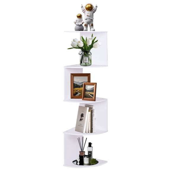 YOYTOO Corner Shelf Wall Mount, 5 Tier Floating Corner Storage Bookshelves for Living Room Bedroom, White
