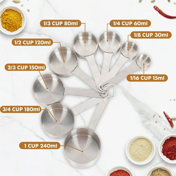 YOYTOO Measuring Spoons Stainless Steel, 8Pcs Metal Nesting Kitchen Measuring Spoon Set for Cooking