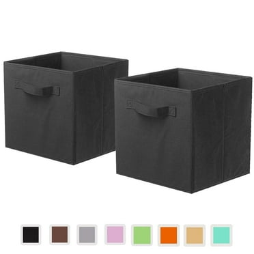 YOYTOO Collapsible Fabric Storage Cube Bins, 11" Cube Organizer Basket Bin, Black, 2 Pack