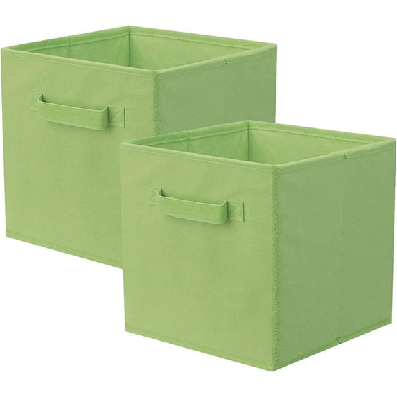 YOYTOO Collapsible Fabric Storage Cube Bins, 11" Cube Organizer Basket Bin, Green, 2 Pack