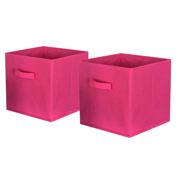 YOYTOO Collapsible Fabric Storage Cube Bins, 11" Cube Organizer Basket Bin, Hotpink, 2 Pack