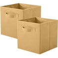 thumbnail image 1 of YOYTOO Collapsible Fabric Storage Cube Bins, 11" Cube Organizer Basket Bin, Khaki, 2 Pack, 1 of 2