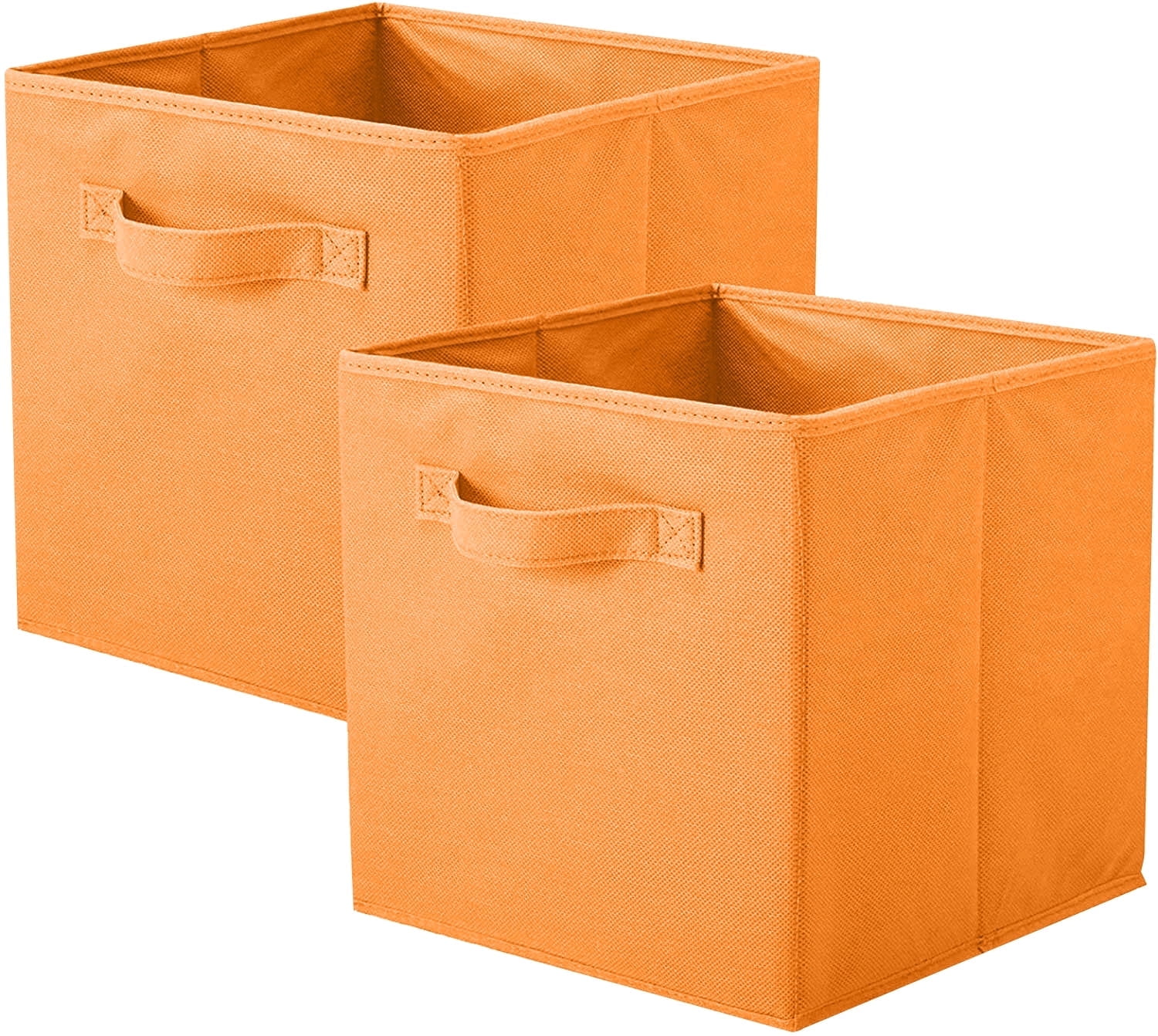 YOYTOO Collapsible Fabric Storage Cube Bins, 11" Cube Organizer Basket Bin, Orange, 2 Pack