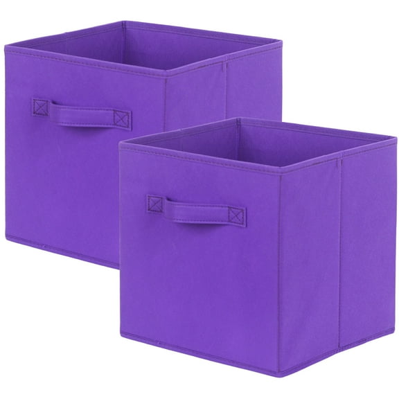 YOYTOO Collapsible Fabric Storage Cube Bins, 11" Cube Organizer Basket Bin, Violet, 2 Pack