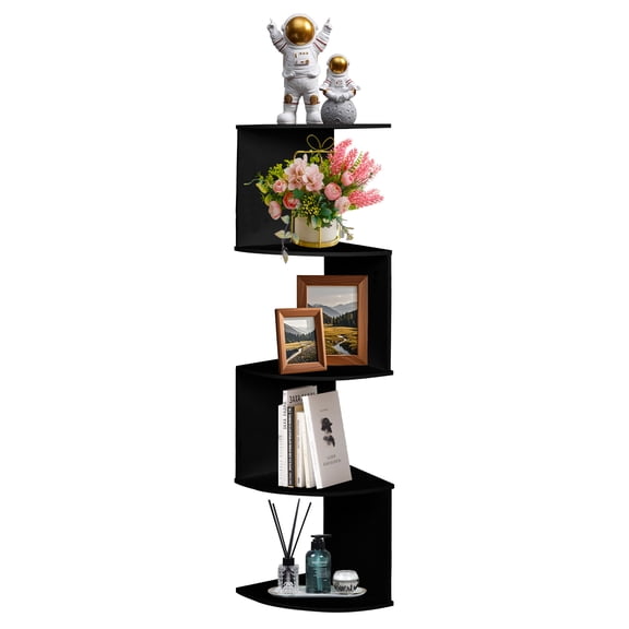 YOYTOO Corner Shelf Wall Mount, 5 Tier Floating Corner Storage Bookshelves for Living Room Bedroom, Black