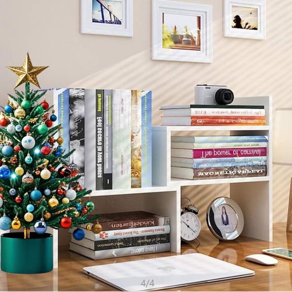 YOYTOO Desk Shelf Organizer, 2 Tier Desktop Organizers Storage Shelves Tabletop Bookshelf for Home Office, Black