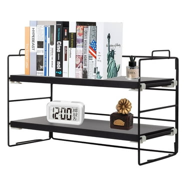 YOYTOO Desk Shelf Organizer, 2 Tier  Desktop Organizers Storage Shelves Tabletop Bookshelf for Home Office, Black
