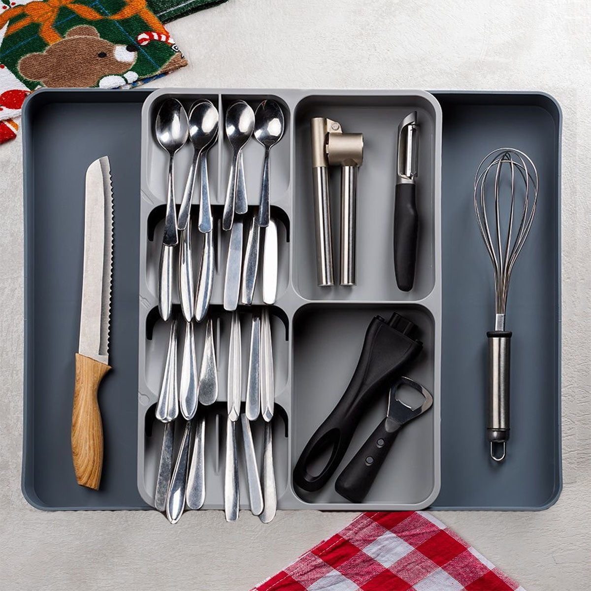 YOYTOO Expandable Silverware Organizer Tray, Kitchen Drawer Cutlery