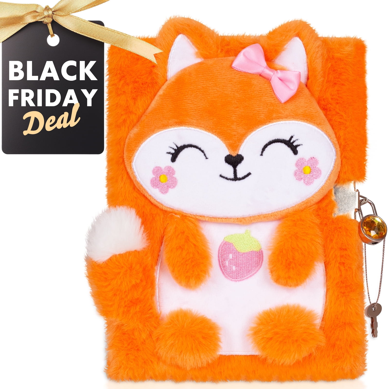 YOYTOO Fox Furry Diary with Lock and Key, Secret Fuzzy Journal Notebook Diaries