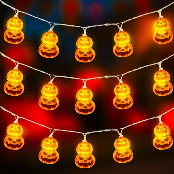 YOYTOO Halloween Lights, 9.8ft 20 LED Bulbs Pumpkins Halloween Decoration String Light Battery Operated Indoor Ourdoor