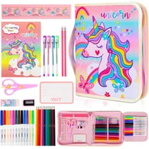 YOYTOO Kids Art Supplies Coloring Drawing Kits Set for Girls, Markers Colored Pencils Gel Pen Color Pages with Case