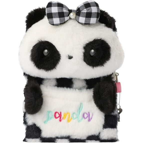 YOYTOO Panda Furry Diary with Lock and Key, Secret Fuzzy Journal Notebook Diaries