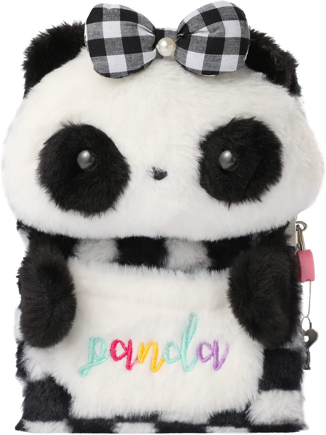 YOYTOO Panda Furry Diary with Lock and Key, Secret Fuzzy Journal Notebook Diaries