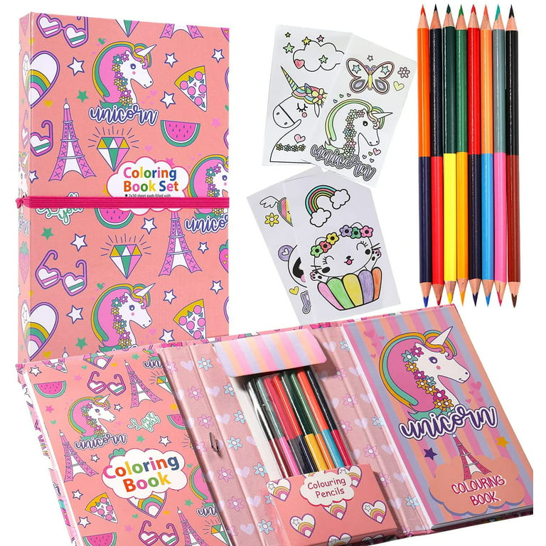 26Pc Activity Coloring Books Set Unicorn Glitter Gel Color Pens Kids Drawing  Kit, 1 - Foods Co.