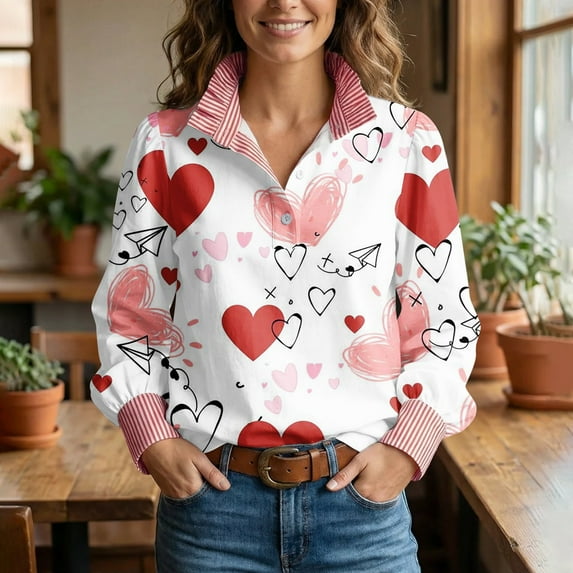 YOZGXEG Blouses For Women Dressy Casual Ruffled Stand Up Collar Love Shirt Soft Cool Silk Cotton Women Romantic Elegant Top White S-3Xl