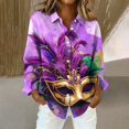 thumbnail image 1 of YOZGXEG Blouses For Women Dressy Casual Women Long Sleeve Printed Button Casual Polyester Spandex Blouse Top Blue S-Xxl, 1 of 6