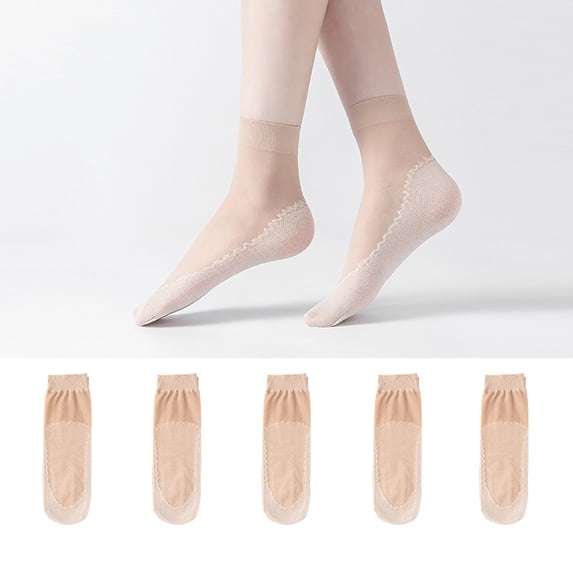 YOZGXEG Compression Socks For Women 10 Pack Women'S Nylon Ankle High Pantyhose Smooth Comfortable Breathable Elastic Yellow One Size