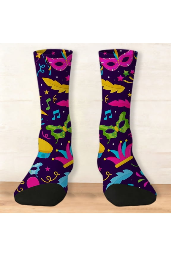 Compression Socks For Women Soft Animal Knitted Mid-Calf Socks Sweet Patterns Stretchable Polyester 1Pc Blue One Size