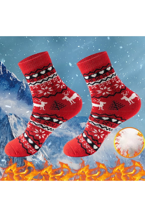 YOZGXEG Compression Socks For Women Winter Christmas Pattern Thickened Warm Middle Socks Women'S Personalized Fashion Thick Thread 1Pc Red A