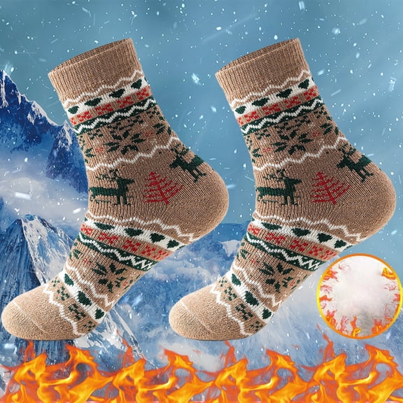 YOZGXEG Compression Socks For Women Winter Christmas Pattern Thickened Warm Middle Socks Women'S Personalized Fashion Thick Thread 1Pc Yellow A