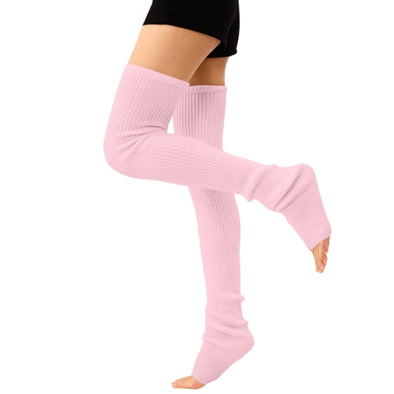 YOZGXEG Compression Socks For Women Women'S Knit Vertical Stripe Over The Knee Long Socks Yoga Sports Casual 1Pc Pink A-C